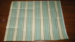 APPROX 2 YDS OFF WHITE W BLUE GREEN TAUPE STRIPE COTTON BLEND UPHOLSTERY FABRIC