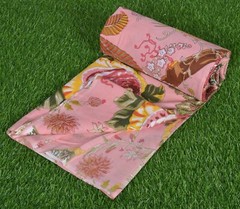 Indian 5 Yard Hand Block Pink Floral Print 100% Cotton Dressmaking Craft Fabric
