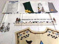 Lot of 3 Adult Vest Panels. Two Springtime, One Birdhouse Bungalow. A26-103