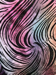 Multi color animal Black felt print Fabric By the Yard 46″ w