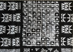 Vintage Black White Geometric Print Cotton Fabric 2 Yards 45″W Boho Modern