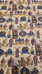 County Fair Hoffman International Fabrics Cotton Fabric 2 1/8 YARD Birdhouses