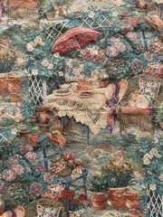 Vintage Romantic Scene French Country Tapestry Woven 26”x 38” Upholstery 2 Piece