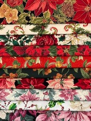 Quilting Fabric Lot – Christmas Holiday Winter Floral, 10 Fat Quarters + 1 FREE!