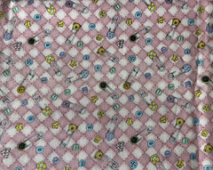 26-08-73 COTTON FABRIC MUMM’S THE WORD-DEBBIE MUMM-SSI-PINS & BUTTONS-2 YD X 43″