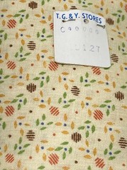 Cotton/Polyester Blend Fabric Brown Rust Calico Stylized Flowers on Cream 3.75Y