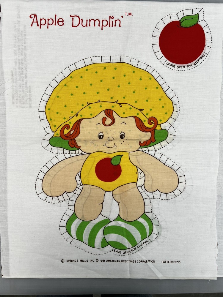 APPLE DUMPLIN’ American Greetings Corp. Vintage Pillow Pattern 1981 Panel