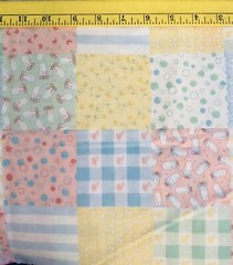 VTG Juvenile Baby Child Cheater Quilt Pastels Bubbles Checks Bottles Bows BTFE