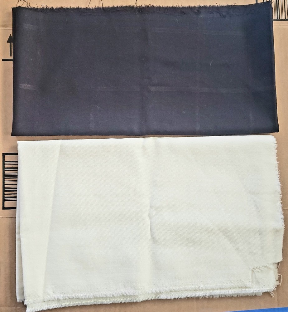 Pendleton Light Weight Wool Fabric Remnant Lot Of 2pcs Ivory Brown