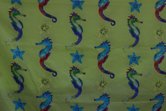 Sea Horse Star Fish Kids Large Print Duck? Fabric Green Blue Multi BTY 60″w