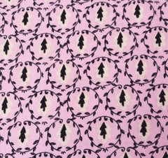 24″ McKenzie Dena Designs FreeSpirit Leaves Damask Pink Black Ecru
