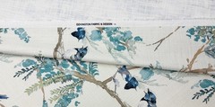COVINGTON EMILIA MEDITERRANEAN BLUE BIRD FLORAL MULTIPURPOSE FABRIC BY YARD 54″W