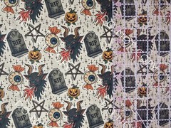 100% Cotton Woven Novelty Fabric Spooky Baphomet Halloween By The 1/4 Yard 9×56