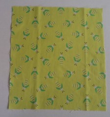 Fabric Cotton Panel Square 11 1/2″ x 10 1/2″ Green Beetles Bees on Light Green