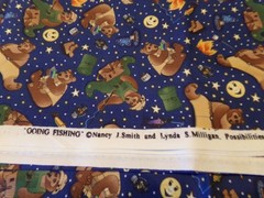 1/2 YD X 44″ VINTAGE “GOING FISHING”/ J SMITH& MILLIGAN COTTON NEW #1589