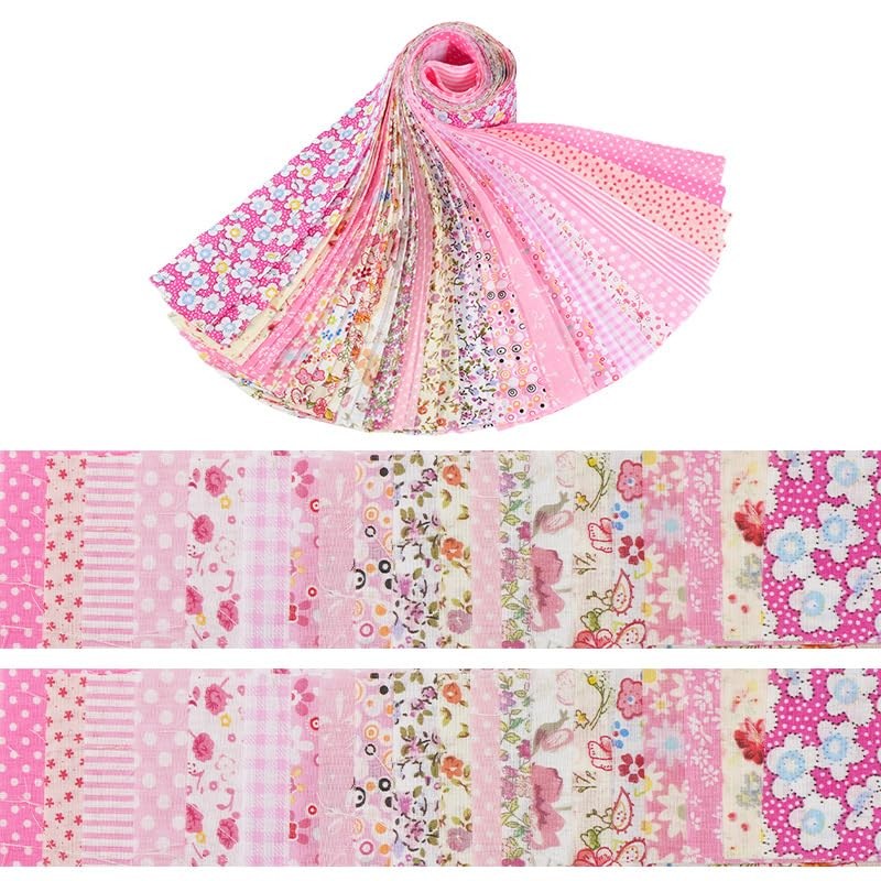 40 PCS 2.6 Inch Jelly Roll Fabric Strips Precut Cotton Floral Quilting Pink