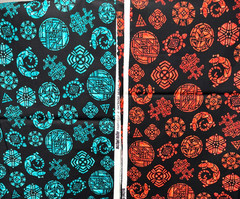 36″L x 44″W Michael Miller Mosaic Southwest 2 Colors Orange Blue Green Black