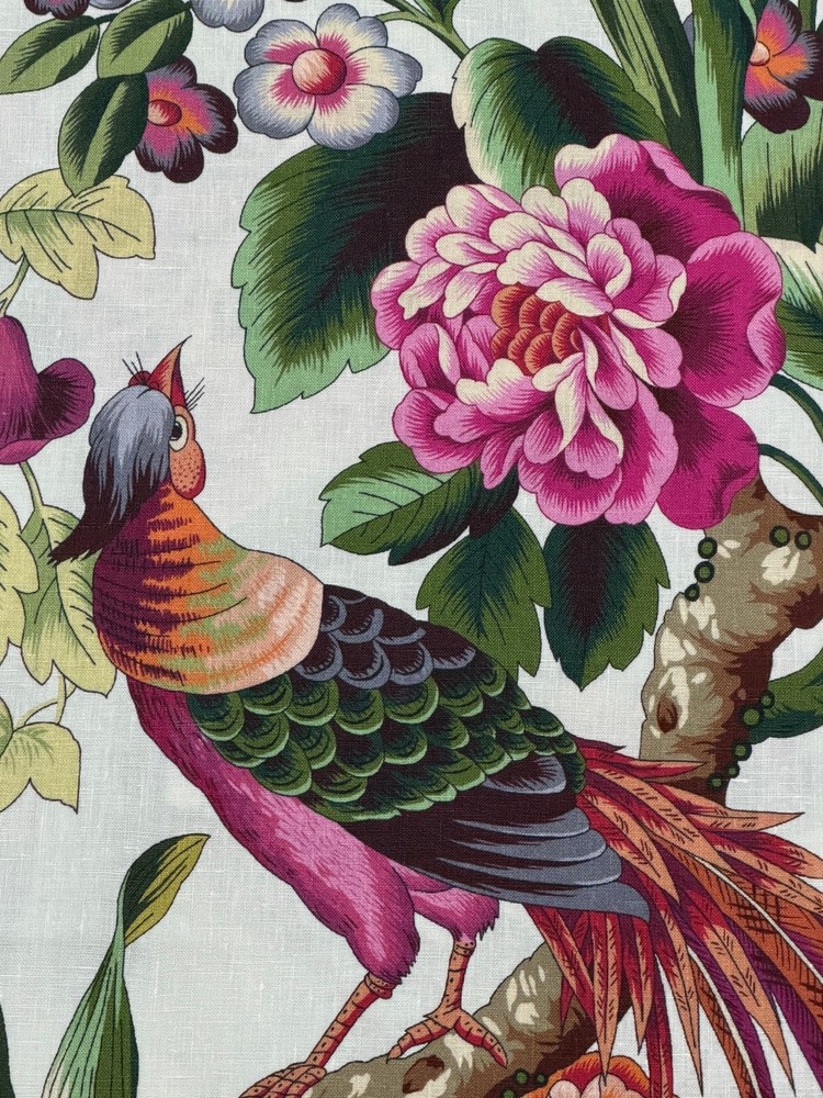 CHARLES BURGER CURTAIN FABRIC DESIGN Phesans 5.2 METRES PEONY 100% LINEN
