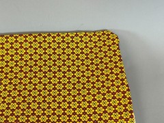 2+yds Tiny Yellow 6 Petal Flowers on Red Cotton Fabric Calico Style Rows 44″