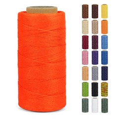 LEREATI 0.8mm Waxed Thread for Leather x 260m, Fluorescent Orange