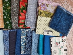 Lot of 65+ Fabric Pieces Stash Builder Fat Quarters & Larger Pieces Blues