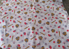 1 yard +32″ x 44″ wide Vintage Quilt Fabric White Baseball Glove and Ball
