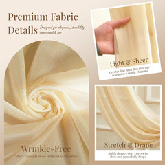Light Champagne Wedding Arch Draping Fabric, 1 Pack 29″ X 20FT Sheer Fabric Arch