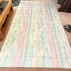 Vintage 1991 Margin Fabric 5.8 Yards 210×57 Watercolor Stripe Pastel Beach