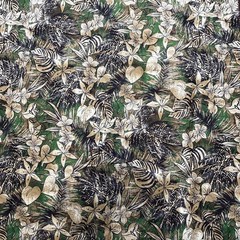 Tropical Fabric 3+ yds Green Beige Brown Island Flowers Leaves Hawaii Joanns