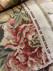 Vintage P Kaufmann Upholstery Drapery Fabric 4 Yards Fruit Flowers 54” X 140”