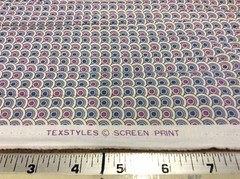 CIRCLES IN GRAY, BLUE & PINK COTTON BY TEXSTYLES SCREEN PRINT- 1 3/8 YARDS
