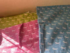 Desiree Designs QT fabrics Horse with Positive Sayings Blue, Pink, Green 3YDS