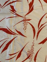 Vintage Floral Print Fabric 44” X 108” 3 Yards Polyester Red White Merry Mary