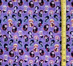 DEMON SLAYER CHIBI PURPLE ANIME 1 YARD FABRIC ( 36″ X 58″ ) BRAND NEW