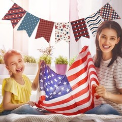 12 Pcs Patriotic Cotton Fabric Bundles Vintage Plaid Stripe Star Fat Quarters