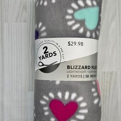 Joann Fabrics Lightweight Blizzard Fleece Gray with Multi Colors 2 Yards