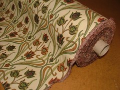 Art Nouveau Pugin Red Blue Gold Jacquard Curtain Upholstery Cushion Fabric