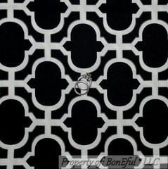 BonEful Fabric FQ Cotton Quilt Black White B&W Gray Damask Cross Stripe Gothic L