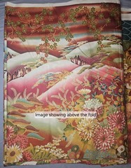 Vintage 9.5 yards cotton fabric floral red & teal with gold metallic by Kesslers