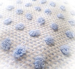 Bubble Pop Blue Woven Vtg Chenille Bedspread Fabric Coastal Chic 21″ x 23″ Pc
