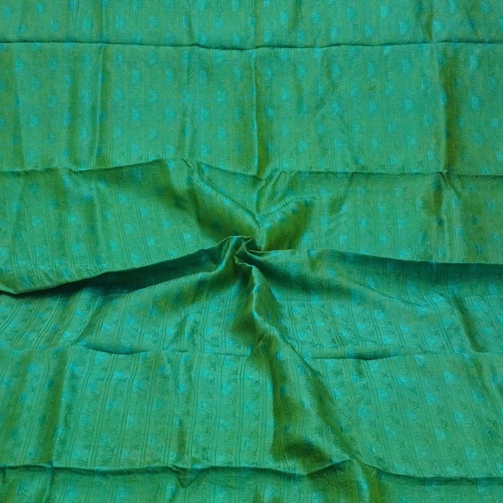 Vintage Blue-Green Dual Tone 100% Pure Silk Sari Remnant 4YD Craft Fabric Scrap