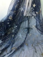 Tulle Embroidery Mesh Star Moon Fabric Sheer DIY Tutu Skirt Wedding Dress Cloth
