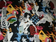 Alexander Henry Fabric Inked 2006 Tattoo Pinup Girls Groovy Retro 33″ L x 43″ W