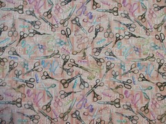 SCISSORS SEWING MEASURING TAPES SCISSOR VARIETY COLORS PINK COTTON FABRIC BTHY