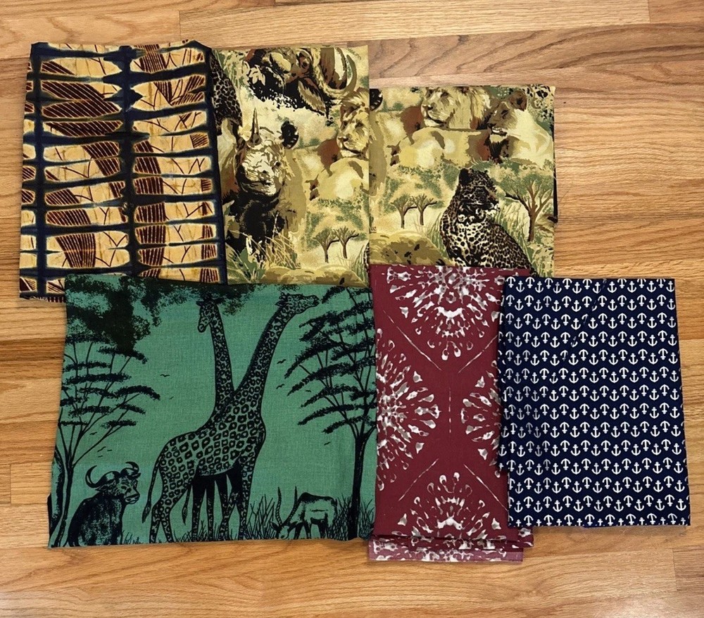 Tanzania Super Wax African Print Fabric Plus More Lot Approximately 9 Yards