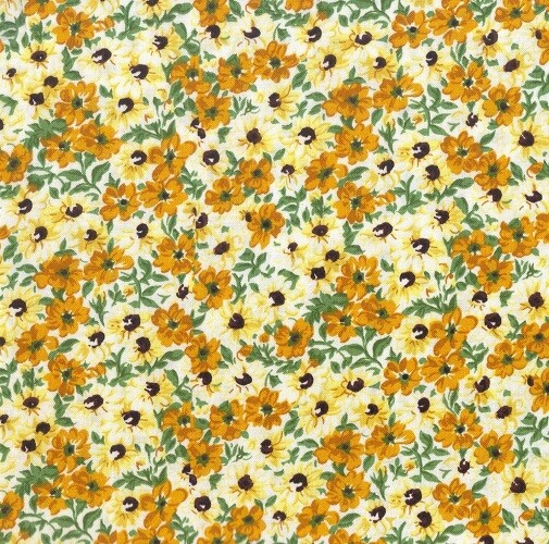 Golden Yellow Flower Patch 100% Cotton Calico Fabric 1/4 yard 22.5 cm off bolt