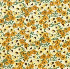 Golden Yellow Flower Patch 100% Cotton Calico Fabric 1/4 yard 22.5 cm off bolt