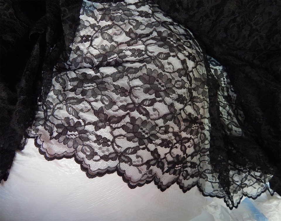 Black Floral Lace Fabric By the Yard 58″ Wide