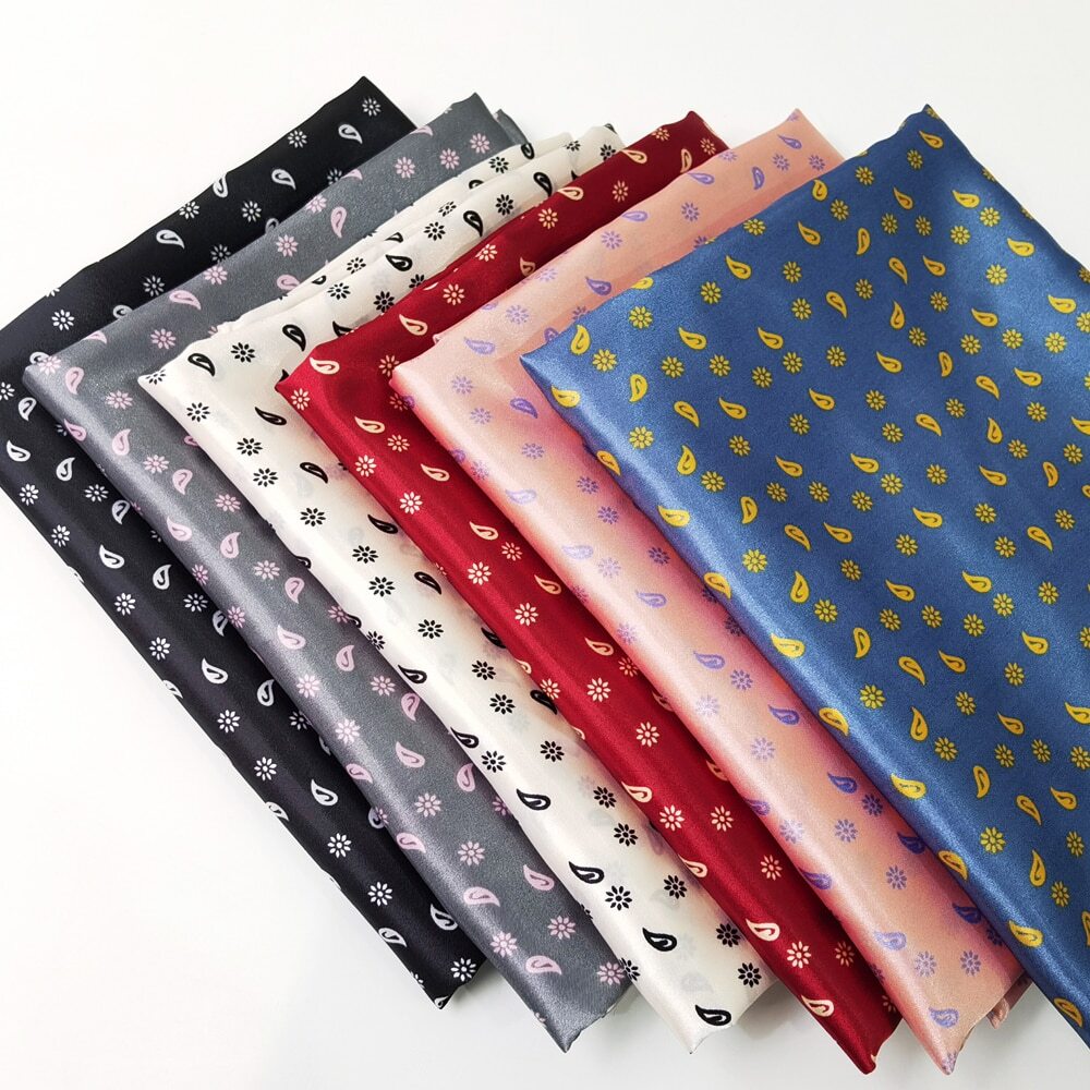 1yardX1.48meter Retro Floral Paisley Satin Fabric Silky Scarf Lining Material