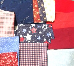 5 lb 8 oz Box of Assorted Fabric Scraps – Patriotic & Red, White, Blue FSBTB114